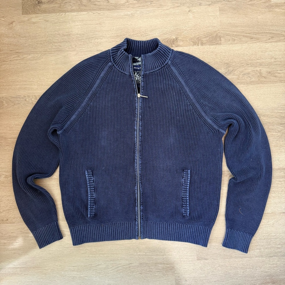 Tommy Bahama Men's Zip-Up Sweater in Deep Blue